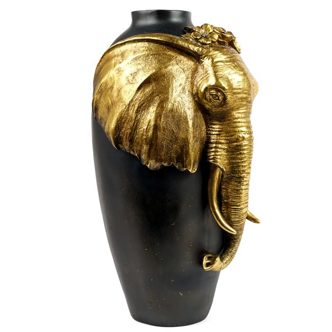 Декоративная ваза Elephant, черный/золотой цвет, H38x22x20cm