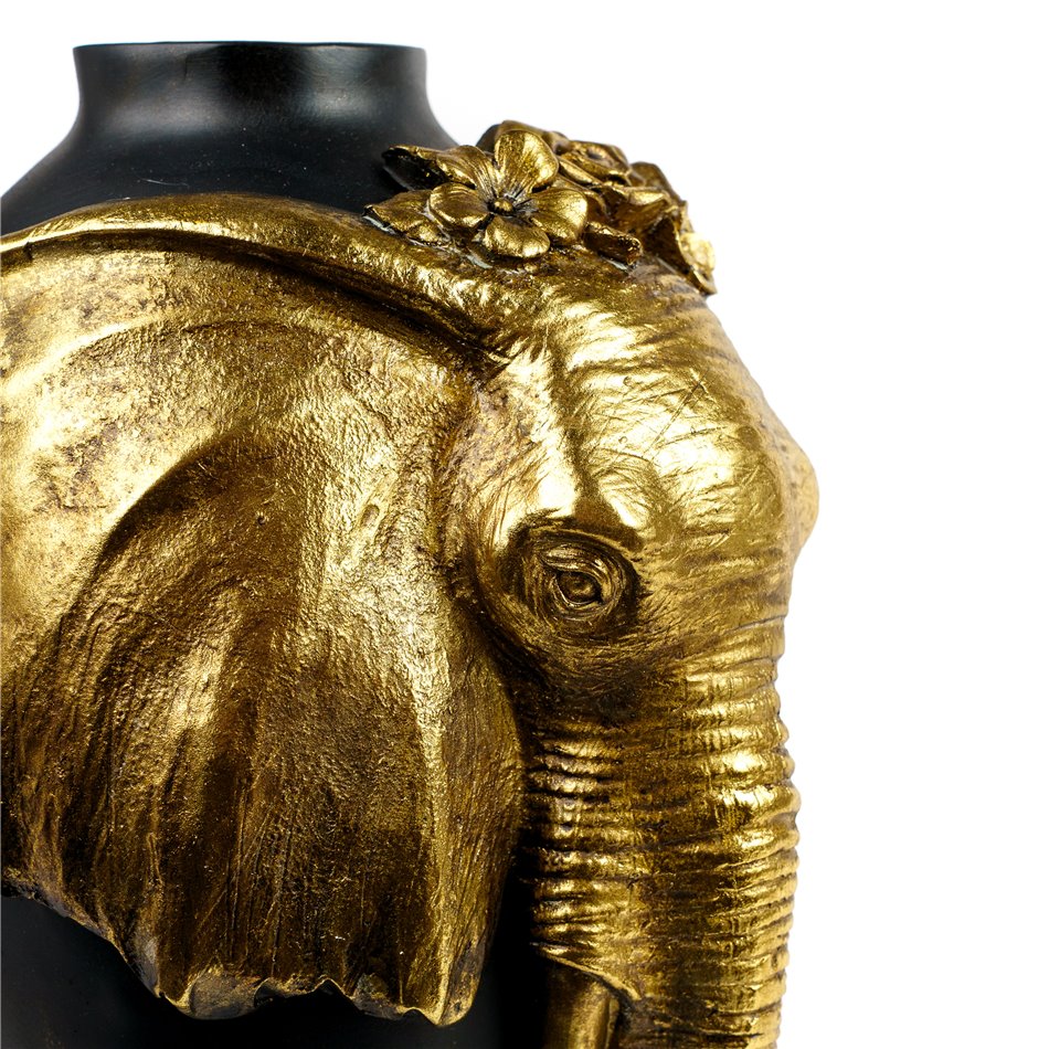 Декоративная ваза Elephant, черный/золотой цвет, H38x22x20cm
