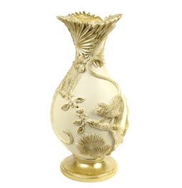 Decorative vase Fantasy, cream/gold color, H38cm, D19.5cm