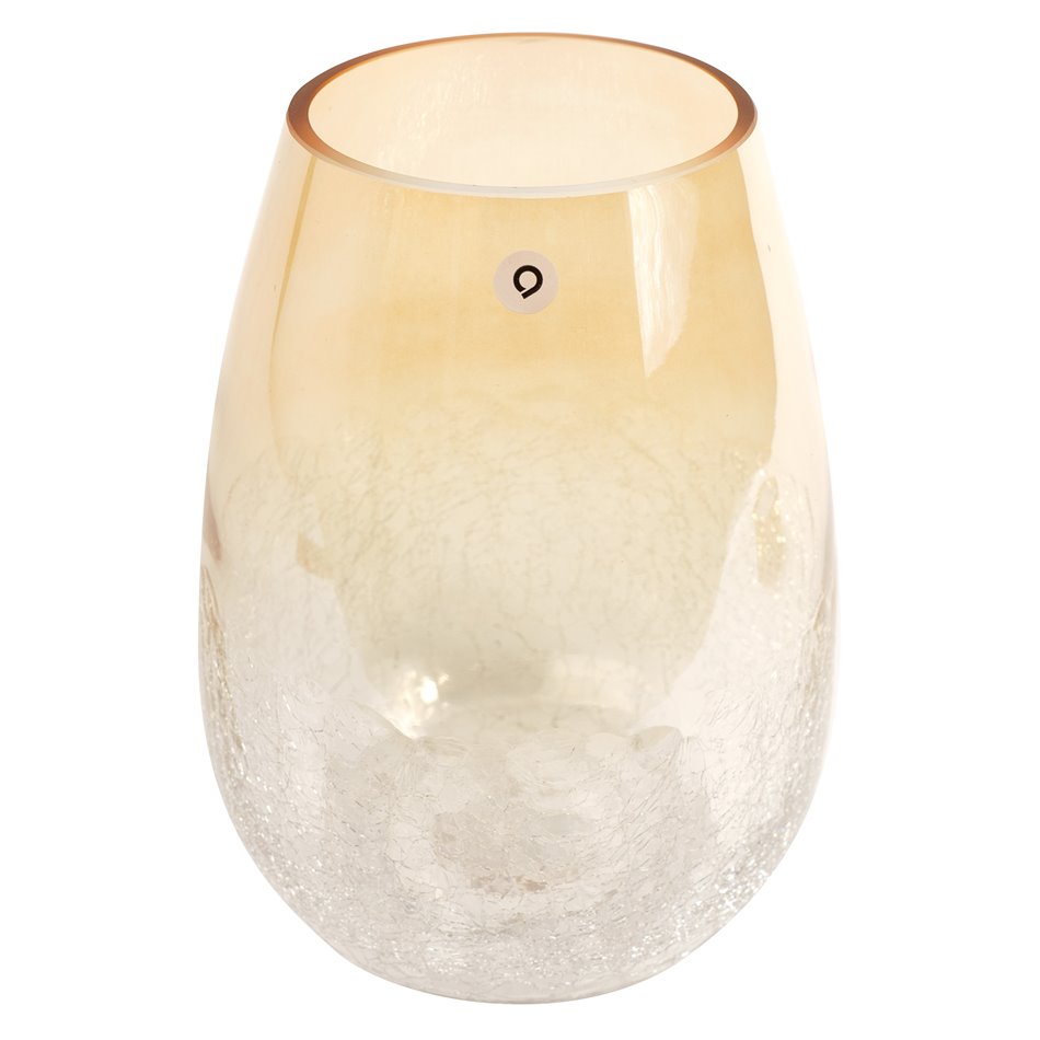 Vase Alexis cracle, glass, beige, H25cm, D19cm