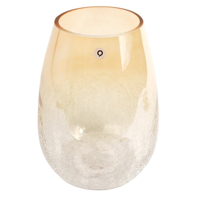 Vase Alexis cracle, glass, beige, H25cm, D19cm