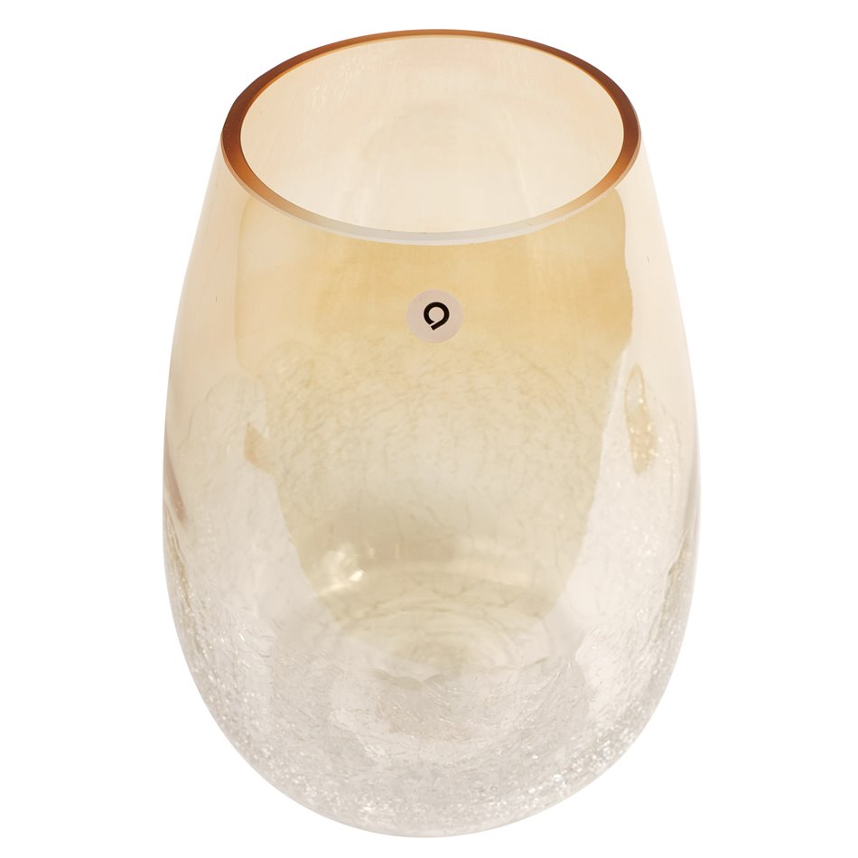 Vase Alexis cracle, glass, beige, H25cm, D19cm