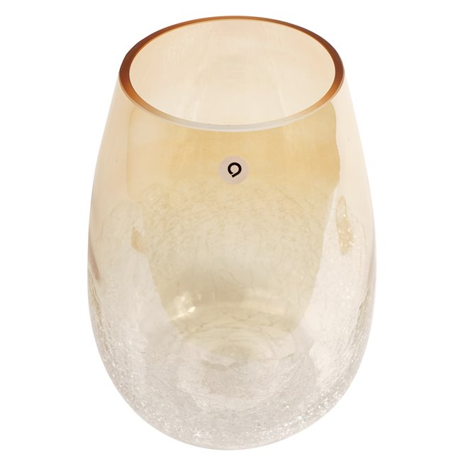 Vase Alexis cracle, glass, beige, H25cm, D19cm