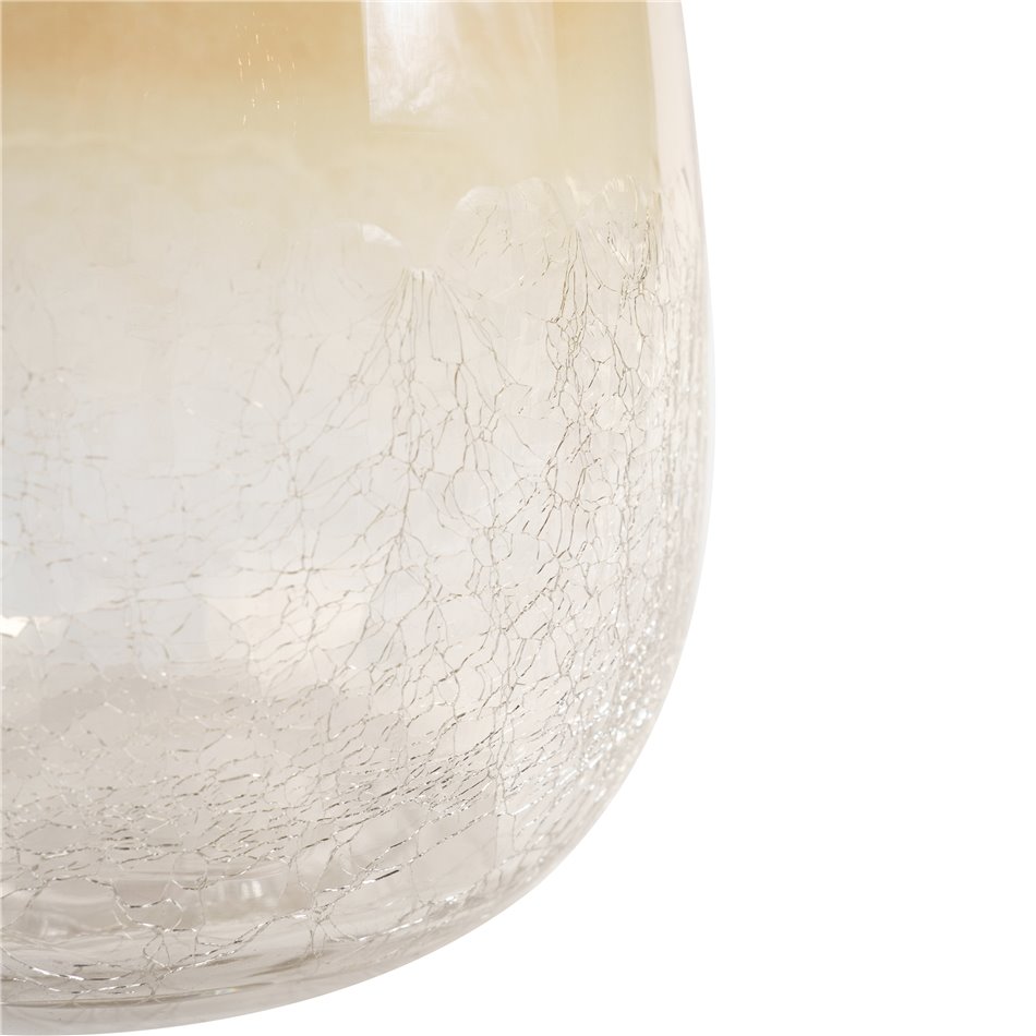 Vase Alexis cracle, glass, beige, H25cm, D19cm