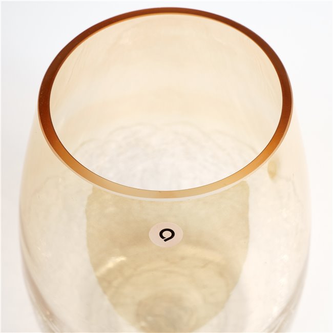 Vase Alexis cracle, glass, beige, H25cm, D19cm