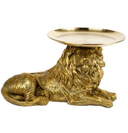 Decorative figure Lion with tray, gold color, H26x41.5x22cm