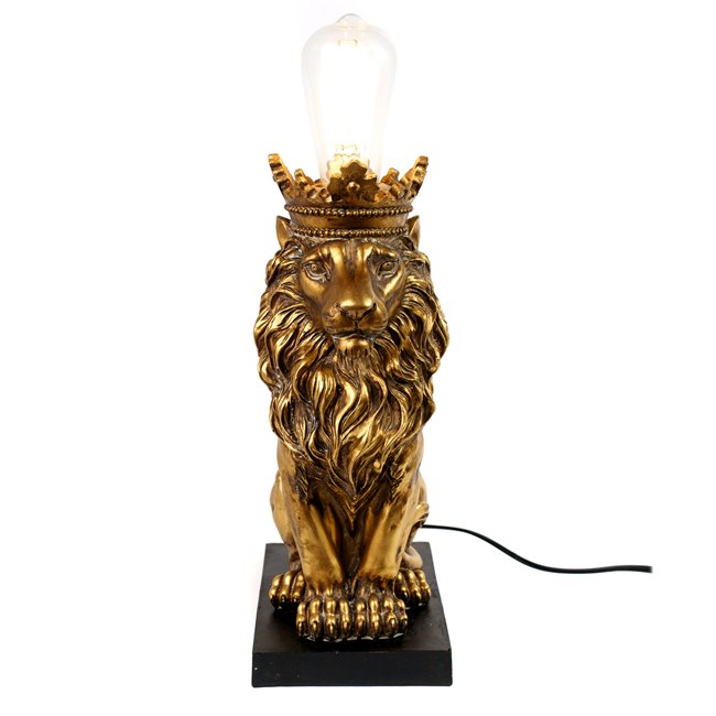 Table lamp Lion, black/gold color, H42.5x21x14cm, E27 40W