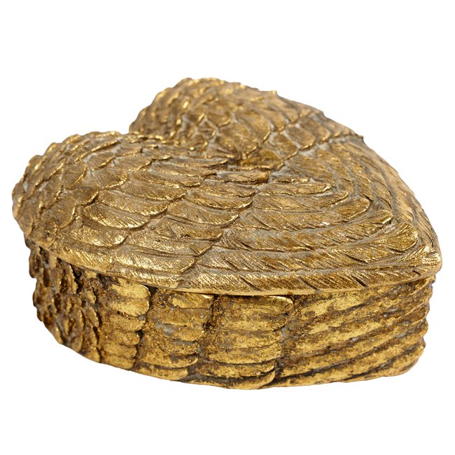 Deco figurine box with lid Heart, gold color, H5.5x12x10.3cm