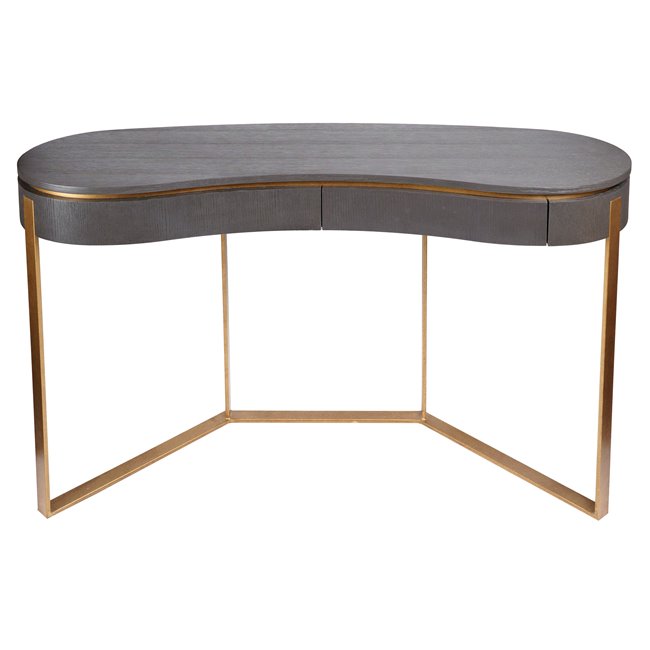 Console table Ramma CT, oak veneer/metal, gray/gold color, H75x130x45cm