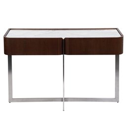 Console table Rondola CT, sintered stone/ash veneer/metal, H75x120x40cm