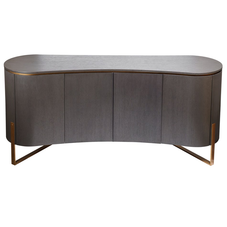 Sideboard Ramma SB, oak veneer/metal, gray/gold color, H80x180x48cm