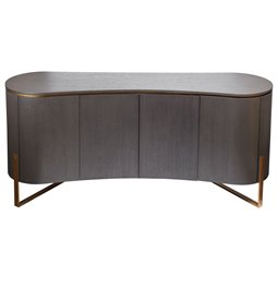 Sideboard Ramma SB, oak veneer/metal, gray/gold color, H80x180x48cm