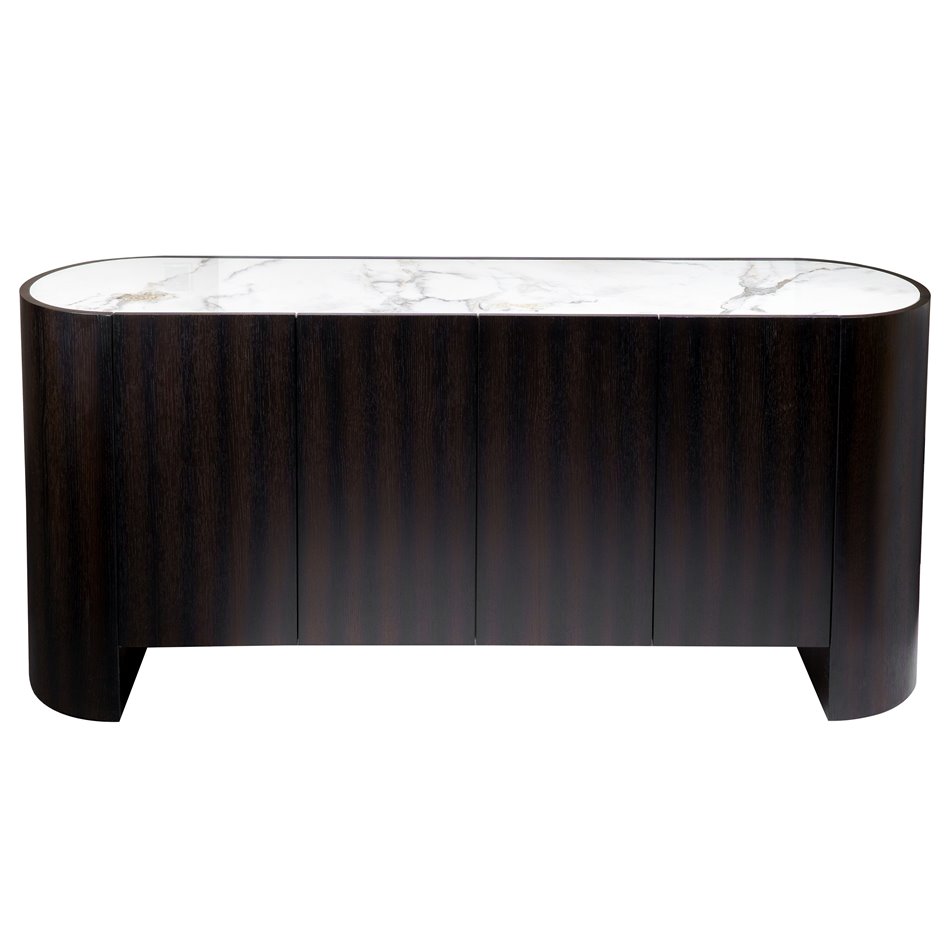 Sideboard Romanna SB, sintered stone/oak veneer, H80x180x42cm