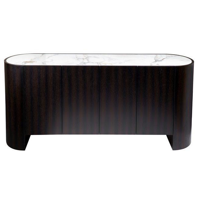 Sideboard Romanna SB, sintered stone/oak veneer, H80x180x42cm