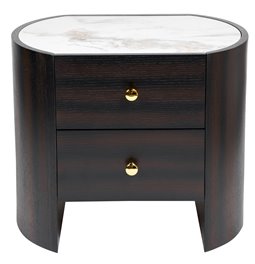 Night stand Romanna NST, 12mm sintered stone/oak veneer, H50x60x40cm