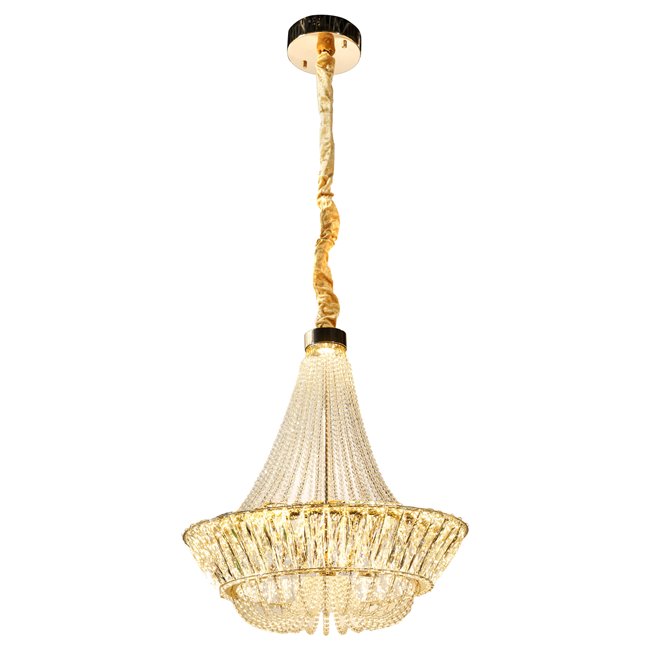 Pendant lamp Kenny, transparent/gold color, H63-120cm, D50cm, LED 88W, 3000K-4000K-6000K