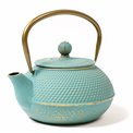 Teapot JADE, blue, cast iron/stainless steel, 800ml, H15.4x14x10cm