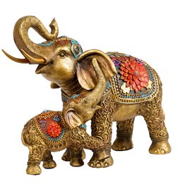 Deco figurine 2 Elephants, H25x32x15.5cm