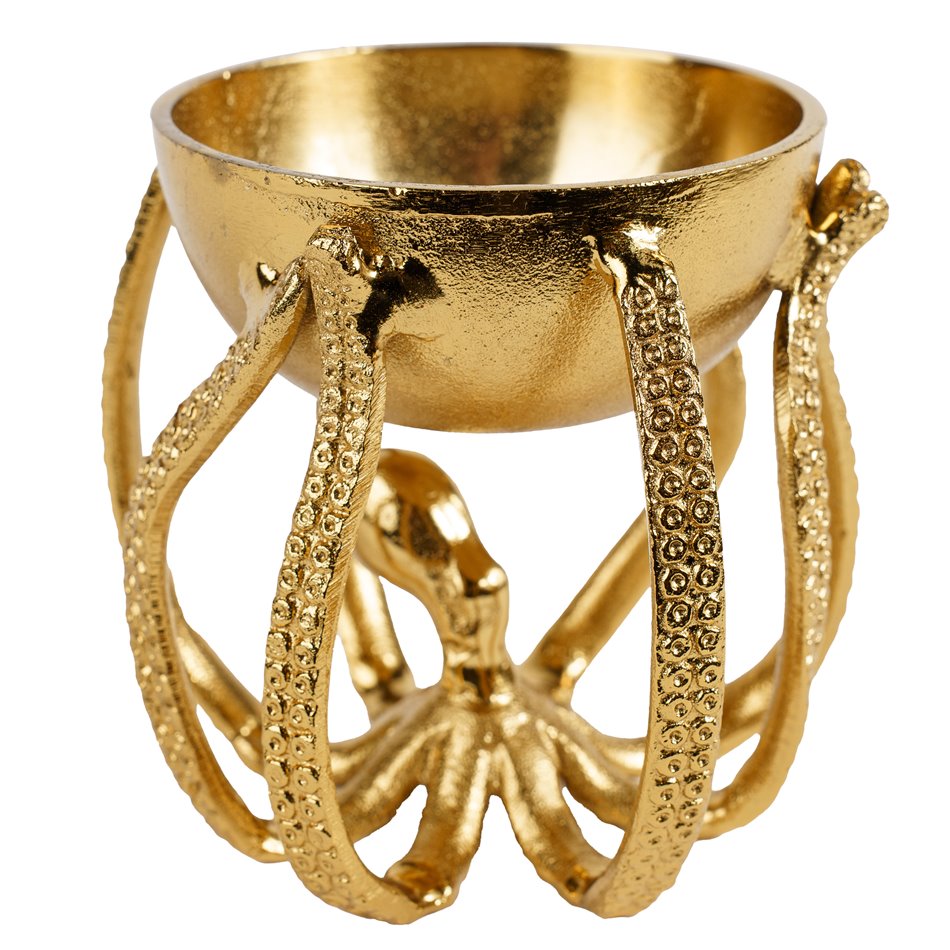 Decorative tray Octopus, gold color, H13.5x14x14cm