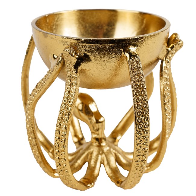 Decorative tray Octopus, gold color, H13.5x14x14cm