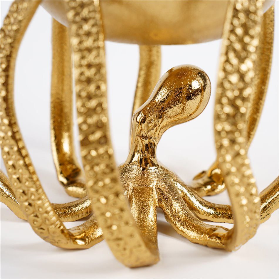 Decorative tray Octopus, gold color, H13.5x14x14cm