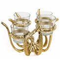 Candle holder Octopus, aluminum/glass, gold color, H13.5x17x17cm