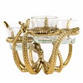 Candle holder Octopus, aluminum/glass, gold color, H13.5x17x17cm