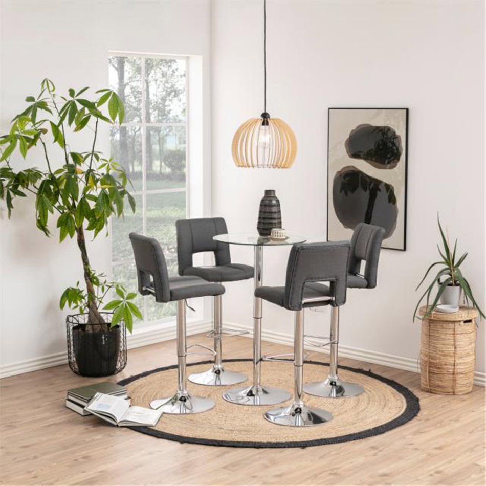 Bar stool Asylva, d.grey, H115x41.5x52cm, seat height 62-83cm