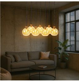 Pendant lamp Reons, black/copper color, H27-135x70x26cm, E27 7x60W(MAX)