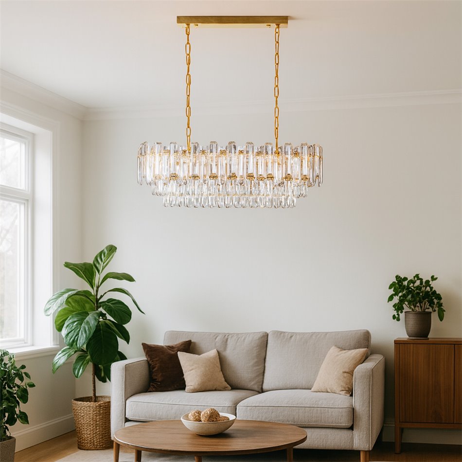 Pendant lamp Yarandilla 10, H32-90cm, 80x35cm, E14, 10x40W(MAX)