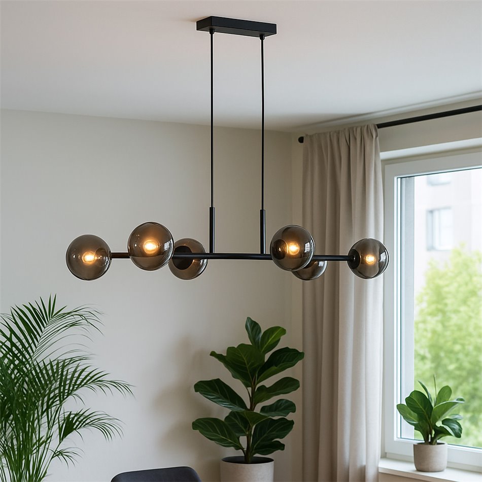 Pendant lamp Rade II, smoke,H33-145x110x35cm, G9x6 5W(MAX)