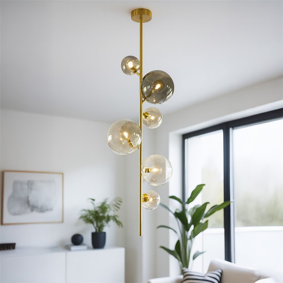 Подвесной светильник Rados,  цвет коньяка/латуни, H120x28cm, G9 LEDx7, 5W(MAX)