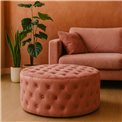 Round buttoned stool Lacelle, mauve color, velvet, D89cm H42cm