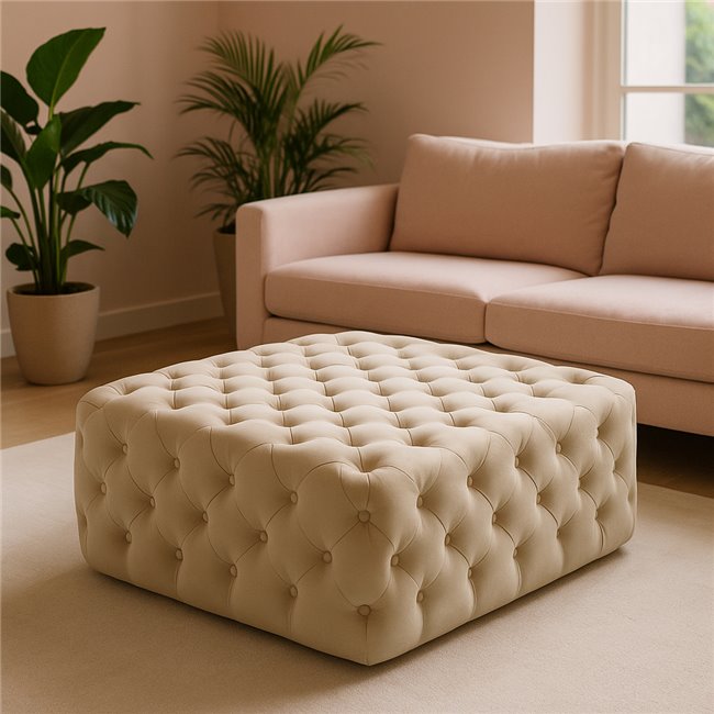 Square stool Lacone, taupe, velvet, H42x84x84cm