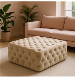 Square stool Lacone, taupe, velvet, H42x84x84cm