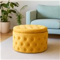 Pouf with storage Lailly Round, gold color, velvet, D60cm H42cm
