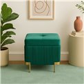 Pouf with storage Calanna L, green, velvet, H48x49x49cm