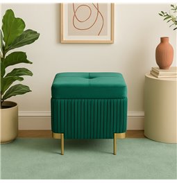 Pouf with storage Calanna L, green, velvet, H48x49x49cm