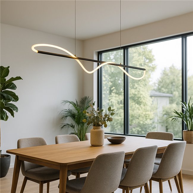 Pendant lamp Modena 9, black, H13-130x150cm, LED 30W, 3000K, 1650lm