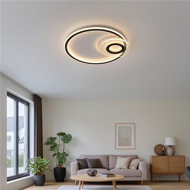 Ceiling lamp Moi, black, H6x45x42cm, LED 40W, 3000K, 2200lm