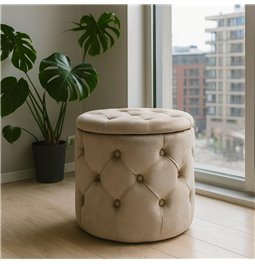 Pouf with storage Mainburg A MD, taupe, velvet, H43xD43cm
