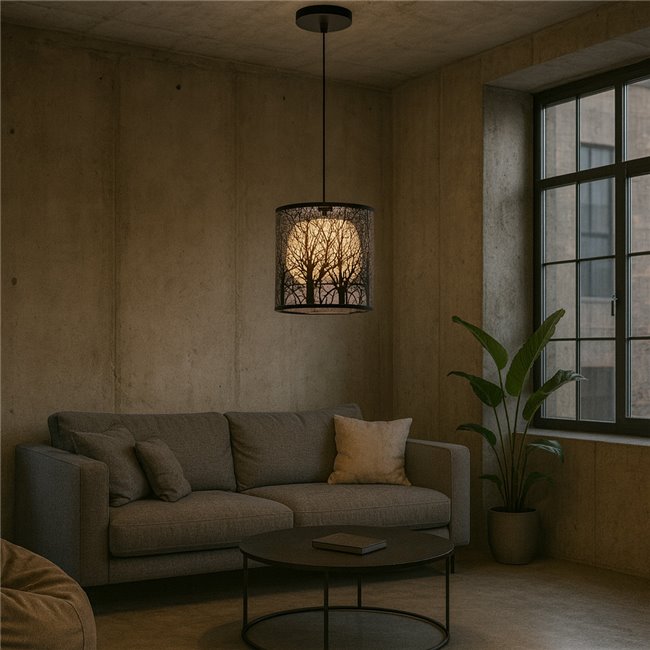 Pendant lamp Labosca, black, E27 60W(MAX), H25-95cm, D25cm