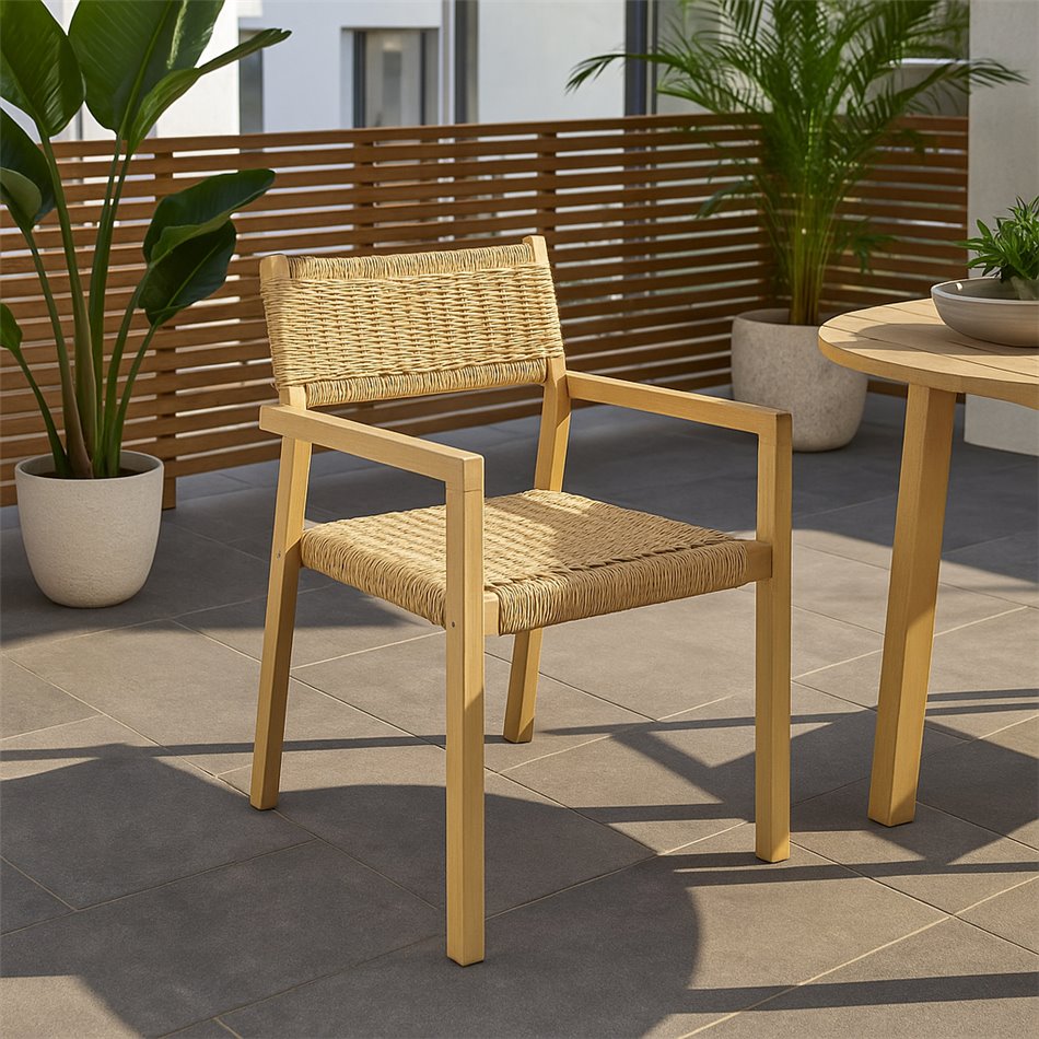 Armchair TEMEIRA, acacia, H82x61x57cm, seat height 46.5cm