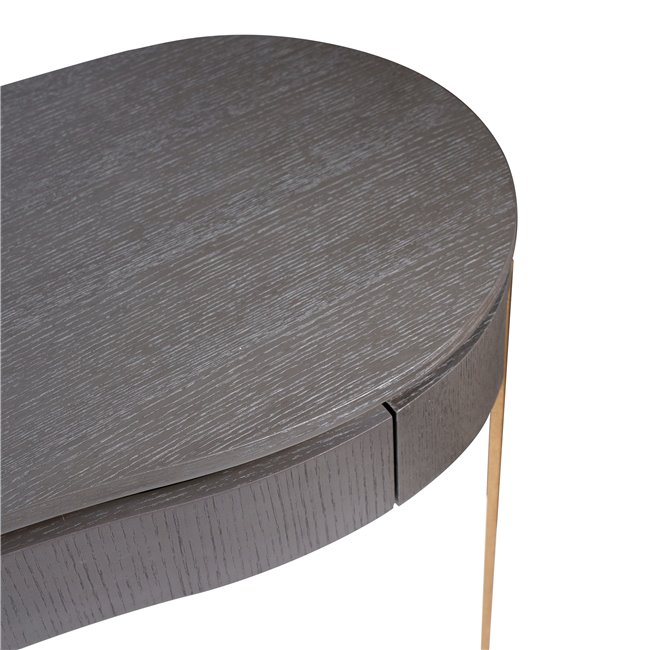 Console table Ramma CT, oak veneer/MDF/metal, gray/gold color, H75x130x45cm