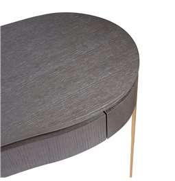 Console table Ramma CT, oak veneer/MDF/metal, gray/gold color, H75x130x45cm