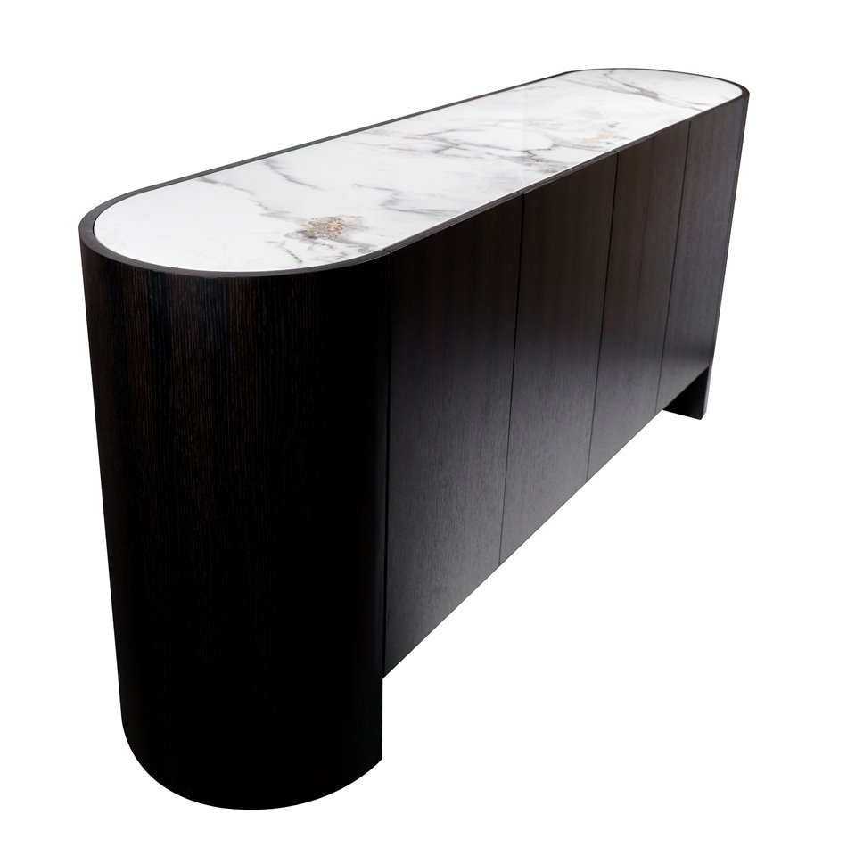 Sideboard Romanna SB, 12 mm sintered stone/MDF/oak veneer, H80x180x42cm