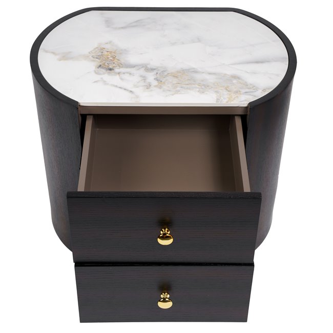 Night stand Romanna NST, 12mm sintered stone/MDF/oak veneer, H50x60x40cm