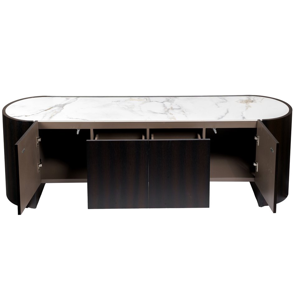 TV stand Romanna TV, 12mm sintered stone/MDF/oak veneer, H55x180x42cm