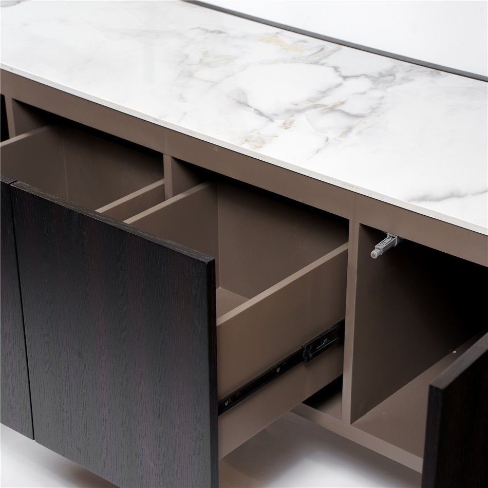 TV stand Romanna TV, 12mm sintered stone/MDF/oak veneer, H55x180x42cm