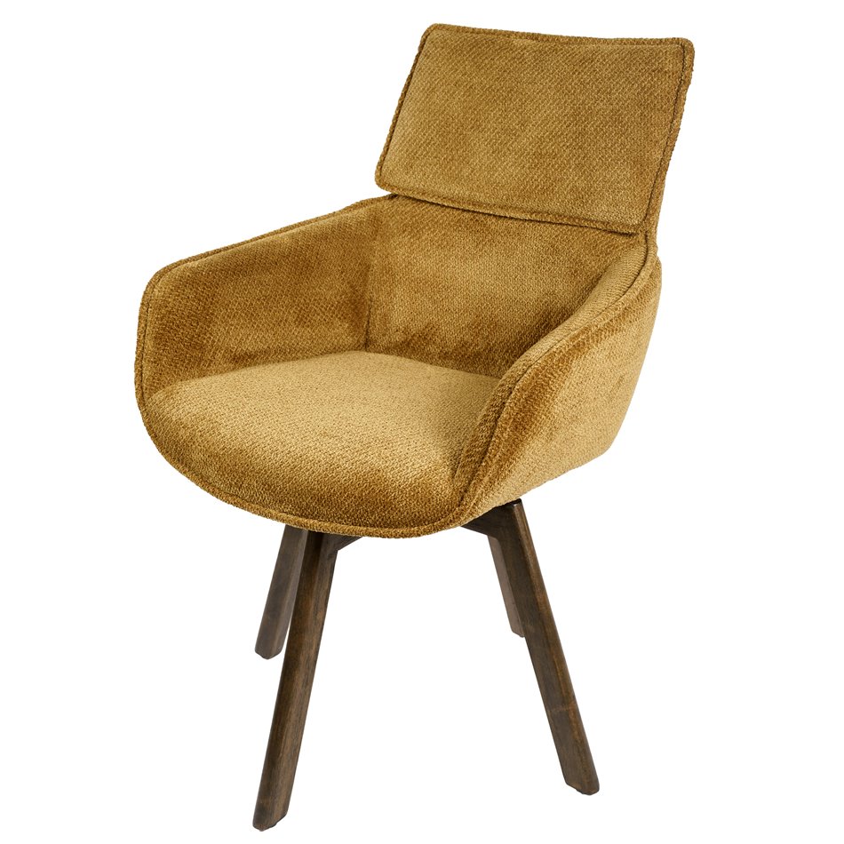 Dining chair Sarre 41, brown/mustard color, rotatable 360 degrees, H91x64.5x59cm, seat height 49.5cm
